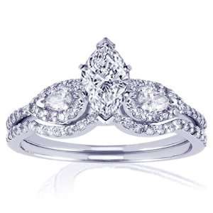 45 Ct Marquise Cut Diamond Engagement Wedding Rings Pave Set CUT 