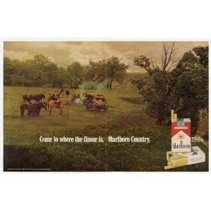  1972 Marlboro Cigarette Country Cookout Double Page Print 
