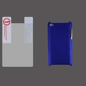 IPOD TOUCH 4 Blue Rubberrized HARD Protector Case With Crystal Clear 