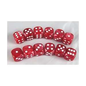  Red Marbleized Deluxe Dice D6 16mm 12 Dice Toys & Games