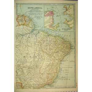  1903 Map South America Rio De Janeiro Brazil Atlantic 