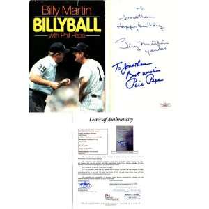  Billy Martin Autographed/Hand Signed Billyball Book 