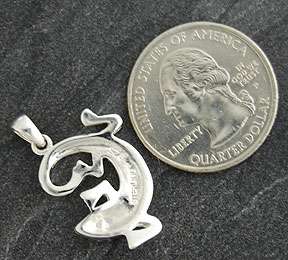 Sterling Silver Manmade Lapis & Opal Lizard Inlay Pendant