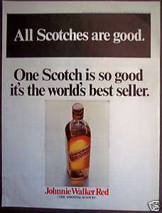 1968 JOHNNIE WALKER RED SCOTCH Worlds Best Seller Ad  