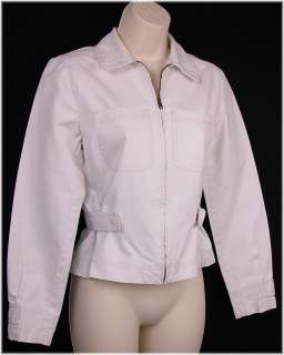 THE LIMITED Womens KHAKI Beige JEAN JACKET size XS Zip Front FITTED 