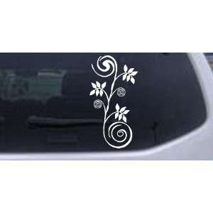 Narrow Swirl Vine Car Window Wall Laptop Decal Sticker    White 4in X 