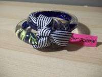NEW NWT BETSEY JOHNSON IN THE NAVY FLORAL BANGLE Bracelet SET  