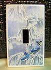 blue jay frosted pines birds light switch plate cover returns
