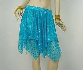 Belly Dance Sequin Mesh Short Skirt 10 color Light blue  
