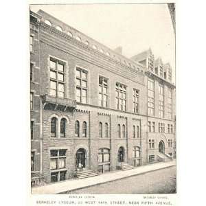  1893 Print Berkeley Lyceum Building New York City NYC 
