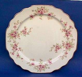 Vintage W S GEORGE Lido White DINNER PLATE Pink Flowers  
