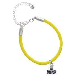  LOVE Stamp Charm on a Yellow Malibu Charm Bracelet 