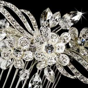 Crystals Encrusted Floral Bridal Hair Comb  