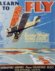 Airplane Tin Sign Learn 2 Fly Curtiss Wright Ad Airport  