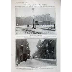   1907 Piccadilly Circus London Snow Winter Fleet Street