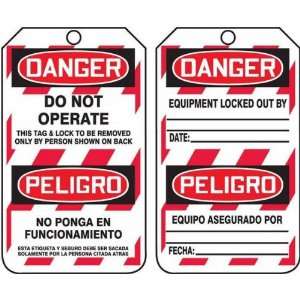TAG, DANGER DO NOT OPERATE THIS TAG AND LOCK (BILINGUAL SPANISH), 5 7 