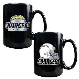  Sports NFL CHARGERS 2PC COFFEE MUG SET HELMET/PRIMARY LOGO 