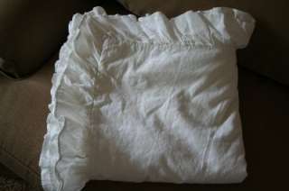 Pottery Barn White King Linen/Cotton Ruffle Duvet Cover  