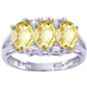   Stone Oval and Diamond Anniversary Ring Lemon Citrine/Briolette, size5