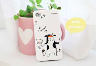 Cow Boy HAPPYMORI Korean white cute case cover for iphone4,4S 