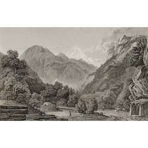  1820 Copper Engraving Lauterbrunnen Valley Switzerland 