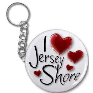  I HEART Jersey Shore Fan 2.25 Button Style Key Chain 