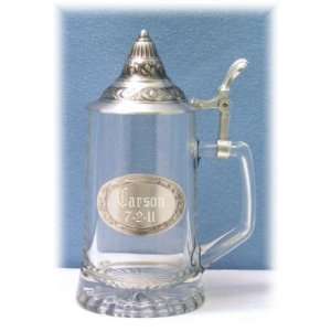  Personalized Conical Lid Glass and Pewter Stein