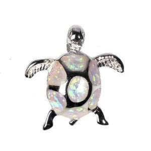    Lab Created Opal Pendant STERLING SILVER .925 Turtle Jewelry