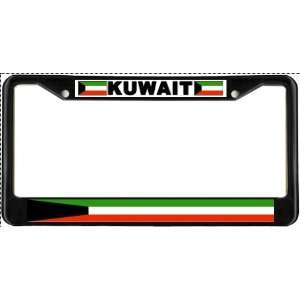  Kuwait Kuwaiti Flag Black License Plate Frame Metal Holder 