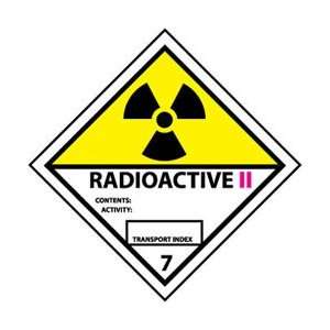DL26ALV   DOT Shipping Label, Radioactive II, 7, 4 x 4, Pressure 