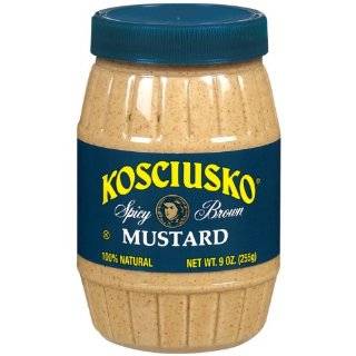 Plochmans Kosciusko Mustard, Spicy Brown, 9 Ounce Spoonable Barrels 