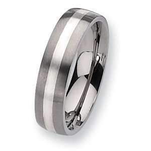  Titanium Sterling Silver Inlay 6mm Band with Satin Finish 