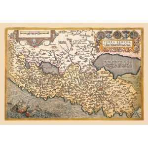  Map of Northern Italy 24x36 Giclee