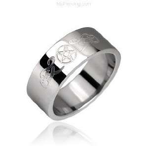  Surgical Steel Ring with Tribal Symbol + Star, 11 Jewelry