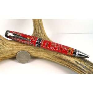  Red Circuit Board Ultra Cigar Pen With a Platinum and 