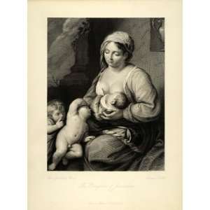   Mother Breast Feeding Giordano Art   Original Copper Engraving Home