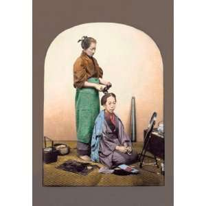  Woman having Her Hair Done 12x18 Giclee on canvas