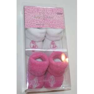   Baby Phat Baby Booties/Socks 2 Pair Size 0 12 Months Pink/White Baby