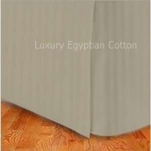   Egyptian Cotton QUEEN Tailored Bed Skirt TAN Stripe