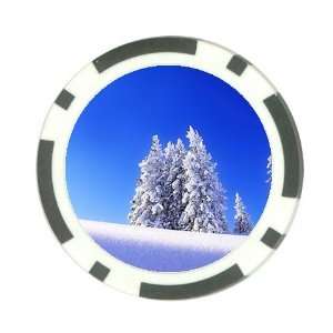  Snow scenery winter Poker Chip Card Guard Great Gift Idea 