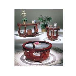  Wood with Glass Top Coffee End Table Set #AC 016255