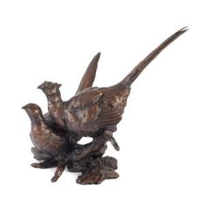   Edition Hot Cast Bronze Sculpture Pheasant Pair