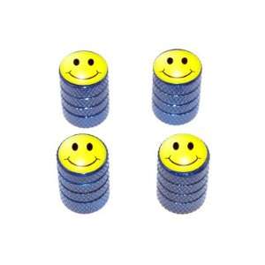  Smiley Happy Face   Tire Rim Valve Stem Caps   Blue 