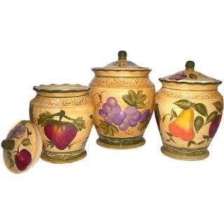 Tuscan Collection Deluxe Hand Painted 3 Piece Canister Set