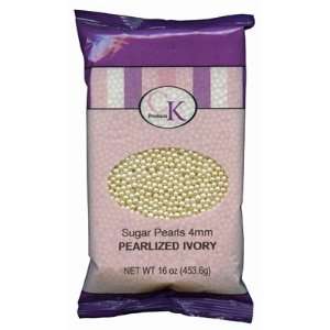 Edible Sugar Pearls Ivory 4mm 1 pound bag  Grocery 