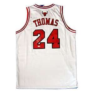  Thomas Autographed / Signed White Authentic Chicago Bulls Basketball 