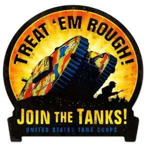  Join The Tanks Allied Military Round Banner Metal Sign 