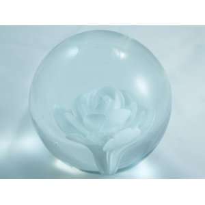  Murano Design Glass White Rose Flower art Paperweight PW 