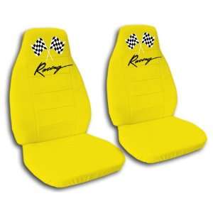  2 yellow racing car seat covers for a 2000 Honda Civic 