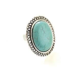   Collection Round Turquoise Stone Adjustable Ring 
